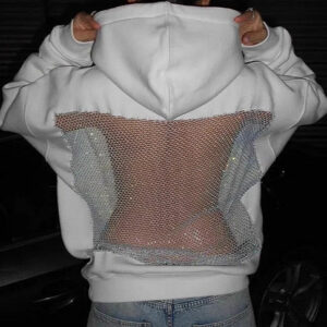 Mesh Cutout Hooded Long Sleeve Casual Sporty Hoodie