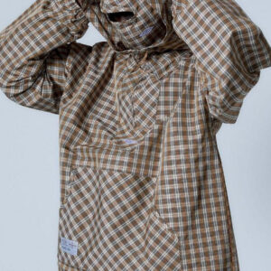 Vintage Plaid Half-Placket Masked Hoodie