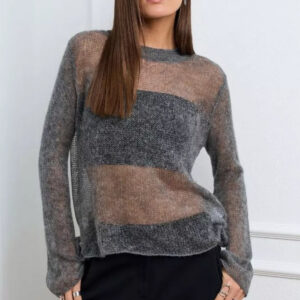 Loose Hollow Out Wool Blend Knit Blouse