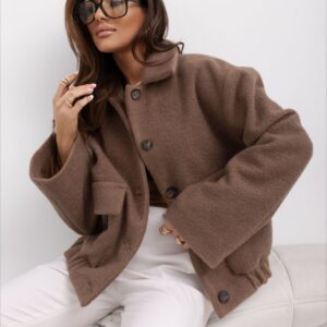 Trendy Solid Wool Pocket Elastic Snap Coat