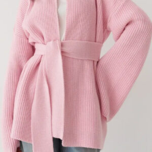 Relaxed Cozy Tie Waist Knit Cardigan