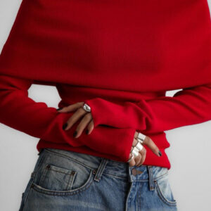 Slim Fit Slit Neck Long Sleeve Knit Top