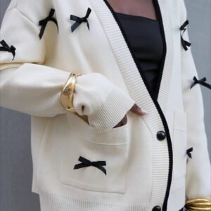 Bow Detail V-Neck Cardigan