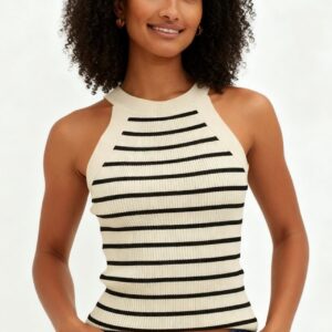 Striped Sleeveless Knit Top