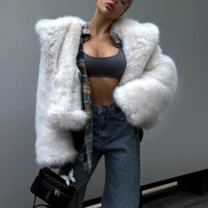 Hooded Faux Fox Fur White Short Coat