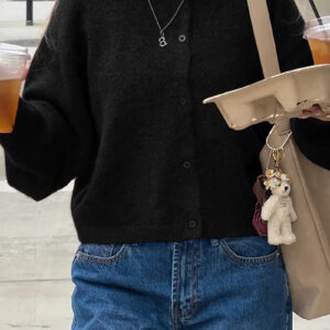 Cropped Knit Button Cardigan