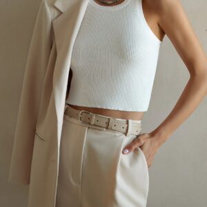 Solid Cropped Knit Top