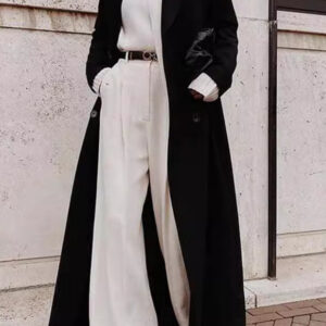 Solid Wool Blend Longline Coat