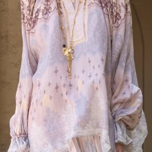 Linen Tie Dye Casual Long Sleeve Blouse