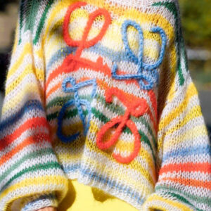 Colorful Stripe Knit Loose Pullover Blouse