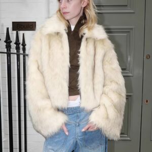 Short Faux Fox Fur Quilted Coat