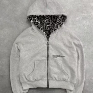 Reversible Vintage Leopard Zipper Hoodie