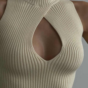 Ribbed Cutout Knit Top