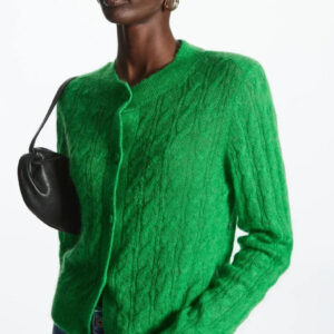 Mohair Blend Cable Knit Cardigan