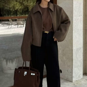 Minimalist Lapel Short Wool Coat