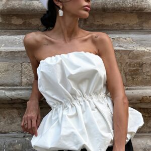 Elegant Ruched Strapless Casual Layering Blouse