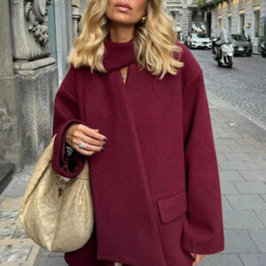 Scarf Collar Single Breasted Wool Coat