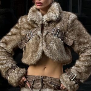 Vintage Cropped Patchwork Stand Collar Coat