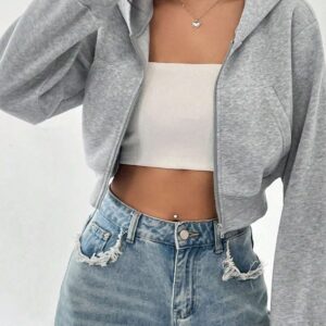 Short Zip Up Hoodie Coat